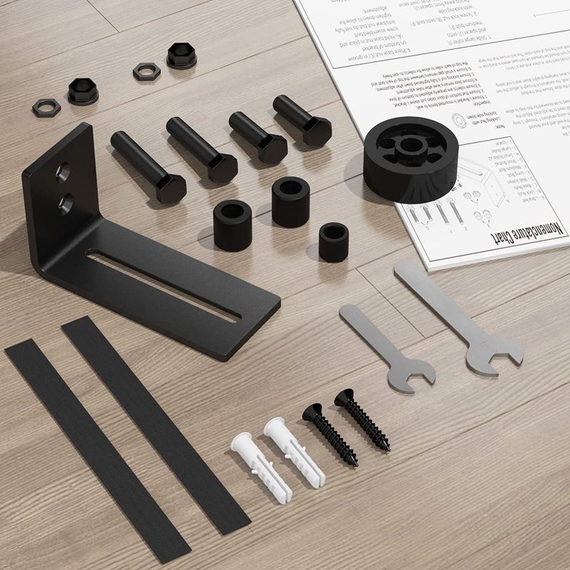 SKYSEN 2 Pack Barn Door Floor Guide Wall Mount Stay Roller,8 Setup Options, Flush Bottom,Black Powder Coated,Felt Strip, Countersunk Holes for Barn Door(706-2 Pack) - Image 3